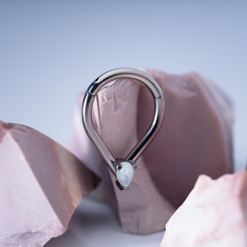 Кольцо-кликер Rain Drop opal 17 1.2 мм (16 G) фото 3